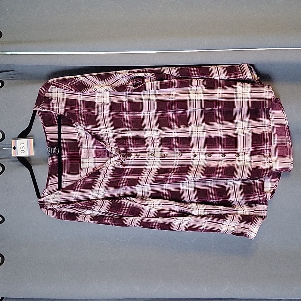 Torrid Purple Plaid Button-Up Top